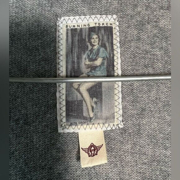 Burning Torch Womens Recycled Cashmere Light Grey Patchwork Collared Cardigan M - Picture 8 of 9